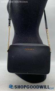 Michael Kors Jet Set Black Saffiano Leather Crossbody Handbag/Purse