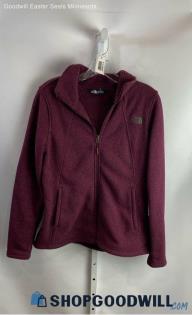 The North Face Women's Burgundy Fleece Lined Zip Up Sweater - Sz M