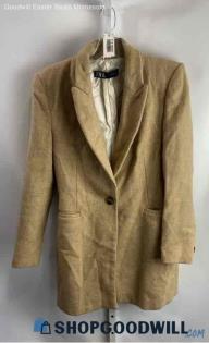 Zara Men's Beige Knit Single Button Shoulder Padded Blazer - Sz S