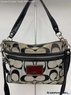 Coach Signature Black/Gray/Silver Satchel Shoulder Bag Womens Handbag/Purse