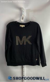 Michael Kors Women's Black/Gold Studded Logo Sweater - Sz S