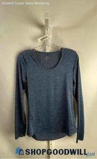 Athleta Women's Navy Heather Long Sleeve Active T-Shirt - Sz M