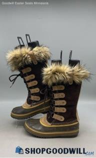 Sorel Women's Joan of Arctic Dark Brown Suede Snow Boots Sz 7