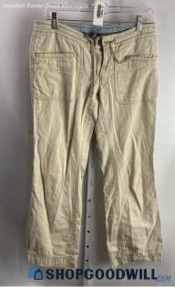 The North Face Women's Tan Striped Linen Blend Capri Pant - Sz 6