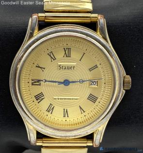 Men's STAUER Gold Tone Date Watch