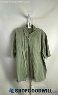 REI Men's Sage Green/Mustard Grid Patterned Short Sleeve Button Down - Sz L