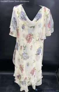 J.B.S. Ltd. Women's Soft yellow floral cowl neck spring dress - Sz 14