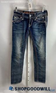 Rock Revival Women's Weathered Dark Blue Straight Leg Jeans - Sz 25