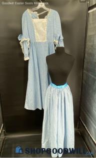 Women's Peasant style Blue gingham dress with apron