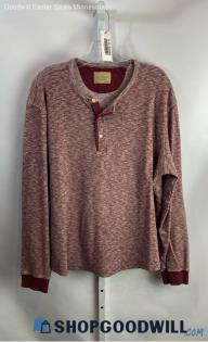 Lucky Brand Men's Maroon Heather Henley Shirt - Sz XL