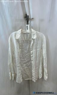 Zara Women's White 100% Linen Button Up Shirt - Sz M