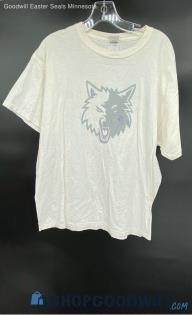 Vintage Fruit of the Loom Men's White Timberwolves Graphic T-shirt - Sz XL