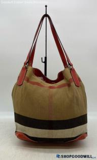 Authentic Burberry Women's Mega Check Maidstone Multicolor Canvas Tote