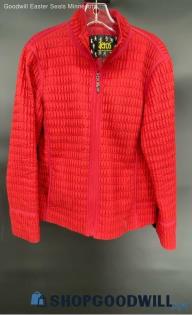 Vintage Aeros Women's Red Quilted Zip Up Coat - Sz L