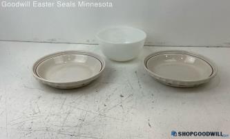 Longaberger 10" Pie Dish Pair & Anchor Hocking Fire King Mixing Bowl