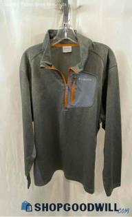 Columbia Men's Gray/Orange Quarter Zip Pullover Sweater - Sz XL