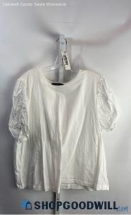 Lane Bryant Women's White Puff Sleeve Blouse - Sz 22