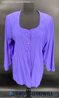 S.G. Sport Women's Purple Button front Polyester shirt - Sz M - NWT