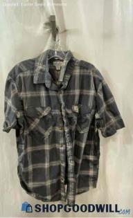 Carhartt Men's Gray/White Plaid Relaxed Fit Button Down - Sz XL