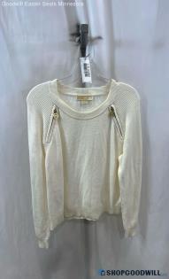 Michael Kors Women's White Knit Sweater - Sz L