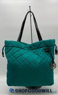 Michael Kors Kelsey Large Teal Quilted Nylon Tote Handbag/Purse