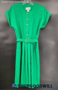 Peri Petites Women's VTG Kelly Green Polyester dress - Sz 10