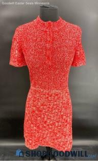 JC Penney Junior Red & White wool blend SS dress - Sz 9