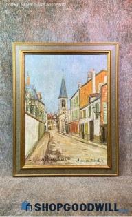 "EGlise De Stains (Seine)" Maurice Utrillo Facsimile Signed Church Print Framed