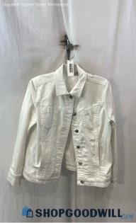 Chico's Women's White Denim Button Up Jacket - Sz 6