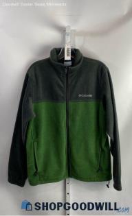 Columbia Men's Green/Gray Colorblock Fleece Full Zip Sweatshirt - Sz M