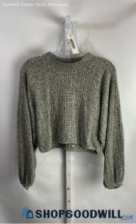 Zara Women's Gray Loose Knit Cropped Sweater - Sz L