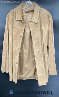 Perry Ellis Men's tan Leather coat - Sz L