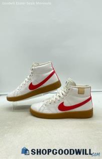 Nike Women's Court Royale 2 Mid White Siren Red Gum Leather Sneakers Sz 7.5