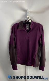 The North Face Women's Burgundy Lightweight 1/4 Zip Tech Sweatshirt - Sz M