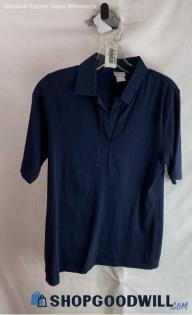 Chico's Women's Navy Blue Collared V-Neck Jersey Shirt - Sz M Chico's 1