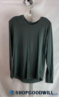 Athleta Women's Taupe Green Fleece Long Sleeve Sweatshirt - Sz LT