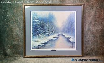 Susan Sampson Signed "Misty River" 40/450 Winter Nature Landscape Print Framed