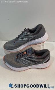 Saucony Womens Cohesion 13 Grey & Pink Synthetic Sneaker Athletic Shoe 8