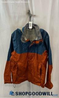 REI Men's Teal/Rust Ripstop Rain Jacket - Sz M