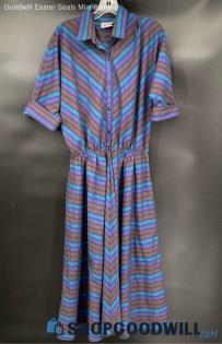 Women's Purple/Brown Stripe Dress by The American Shirt Dress dress - Sz 17/18