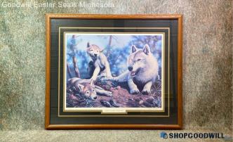 "Ghost Of The North Iii" Cyndi Nelson Signed 204/600 Wolf Wildlife Print Framed