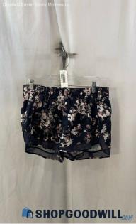 Athleta Women's Black/Gray Floral Mesh Trim Active Shorts - Sz M