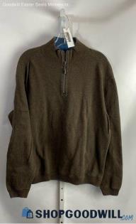 Tommy Bahama Men's Brown/Teal Reversible 1/4 Zip Sweater - Sz L