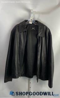 Men's Black Genuine Leather Midweight Jacket - Sz XL