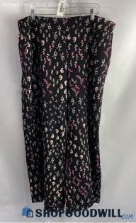 NWT Lane Bryant Women's Black/Multicolored Floral Patterned Pull on Pant - Sz 22