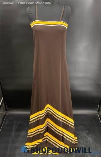 Junior Brown & Yellow Stripe Polyester Maxi dress - Sz 7