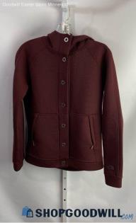 The North Face Women's Burgundy Ponte Active Button Up Hoodie - Sz S