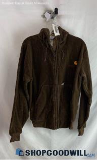 Carhartt Women's VTG Brown Micro-Plush Zip Up Hoodie - Sz M