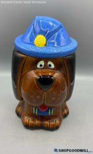 Unbrandred Ceramic Saint Bernard Dog Cookie Jar 11" Japan Blue Hat Vintage