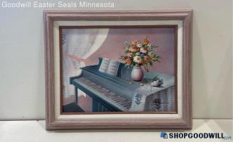 M. Becker 12x16" Framed Embellished Floral Piano Bouquet Canvas Print